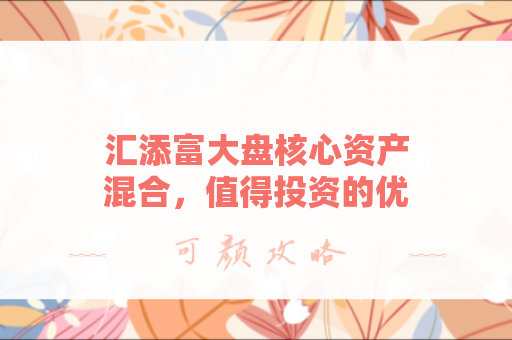 汇添富大盘核心资产混合，值得投资的优质基金吗？