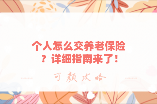 个人怎么交养老保险？详细指南来了！