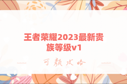 王者荣耀2023最新贵族等级v1