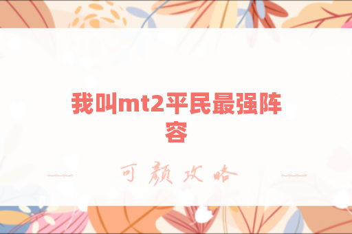 我叫mt2平民最强阵容